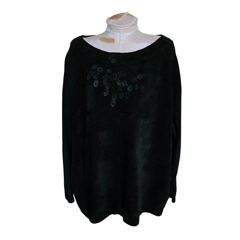 Karen Scott women's sweater floral appliqué Embellished Size 3X plussize